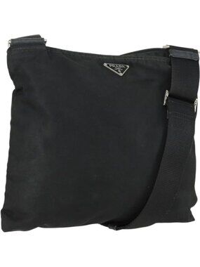 PRADA Shoulder Bag Nylon Black Silver